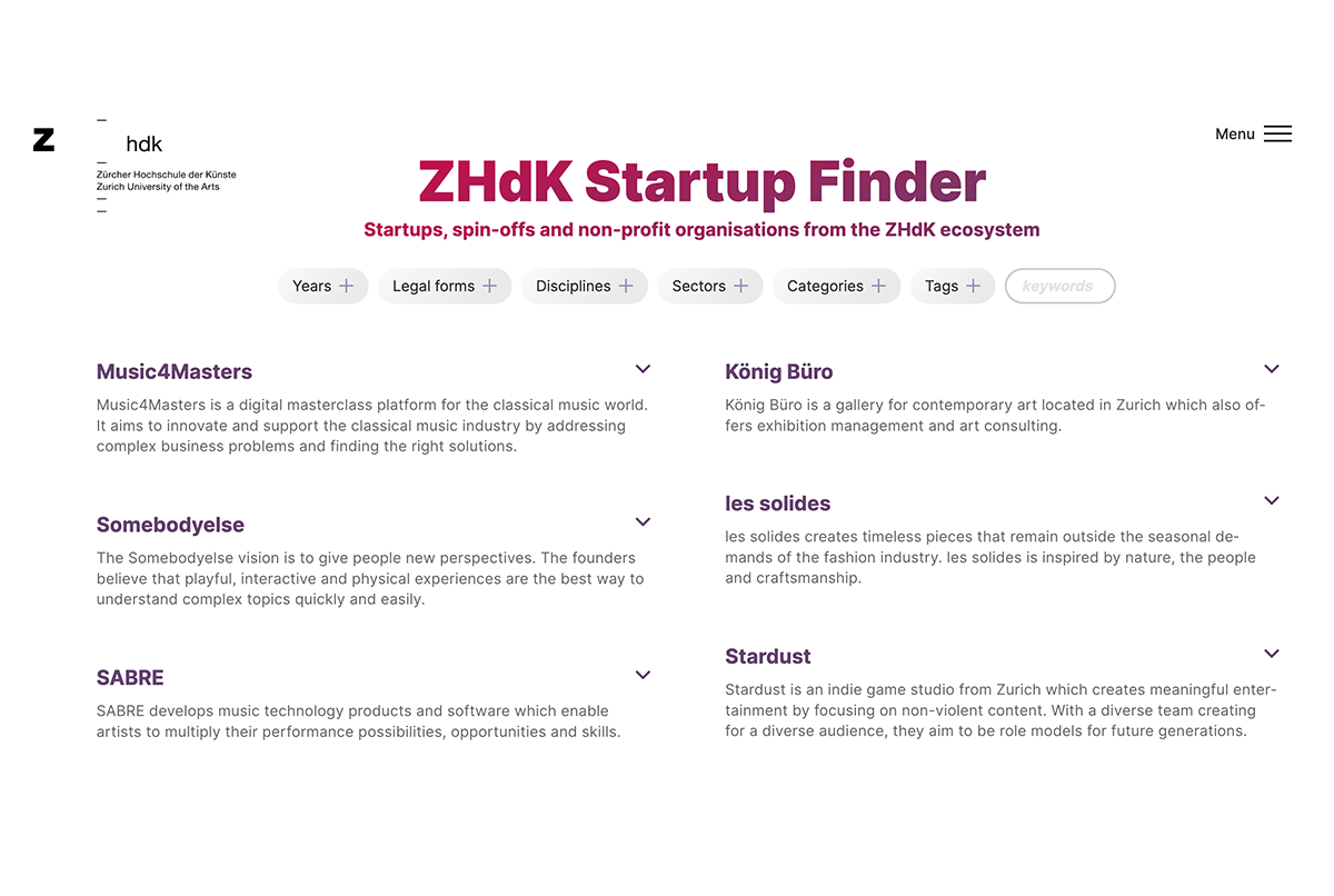 Introducing the ZHdK Startup Finder